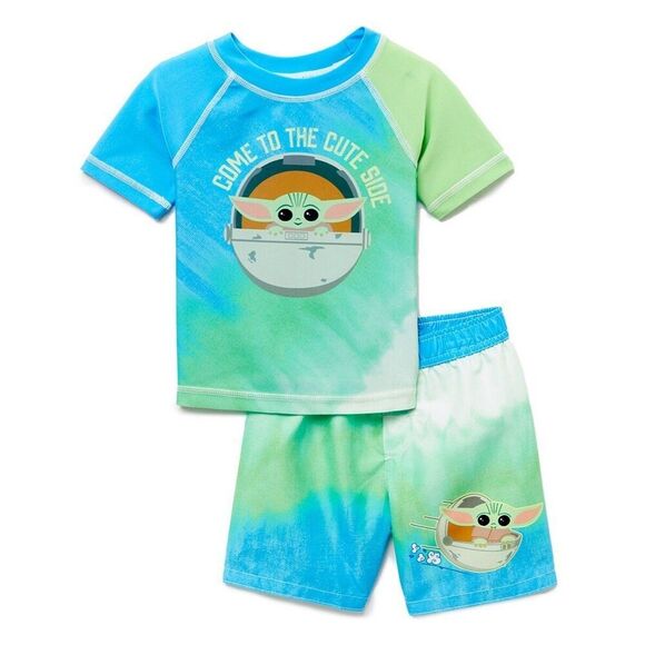2pc Disney Star Wars Mandalorian Baby Rashguard Swim Set, Size 18 Month - Picture 1 of 2